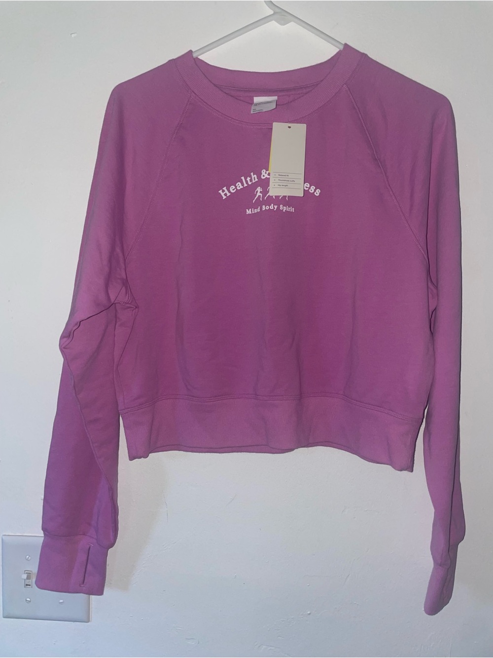 All in Motion Pink Crewneck Sweatshirt XS Wellness Graphic Mind Body Spirit NWT